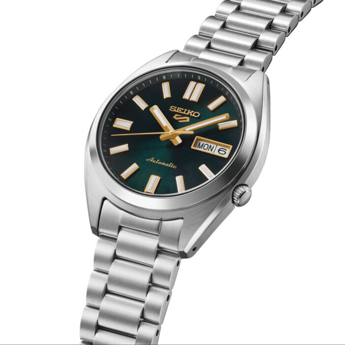 Seiko 5 Sports Automatic Green Dial Silver Steel Strap Watch for Men - SRPL57K1 - Image 3